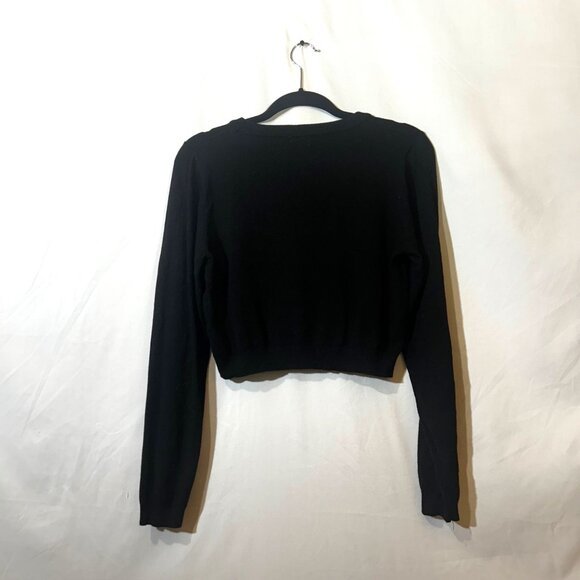 Julie Mollo Black Sweater With White College Letters NYC, Crop, Academia, Size X - Picture 3 of 9